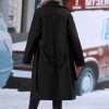 Women's Winter Wool Blend Pea Coat Double Breasted Notch Lapel Long Trench Coat