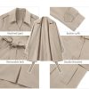 Trench Coat Women Mid Length Classic Double Breasted Lapel Business Casual Fall Jacket Coats Outerwear with Belt