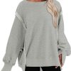 Womens Oversized Reverse Seam Sweatshirt Casual Long Sleeve Pullover Tops Lightweight Loose Crewneck Sweatshirts