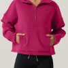Women Half Zip Fleece Sweatshirt Mock Neck Long Sleeve Winter Cozy Sherpa Pullover Sweater Tops