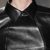 Women's Solid Color Long Sleeve Tie Double-Breasted Long Leather Trench Coat