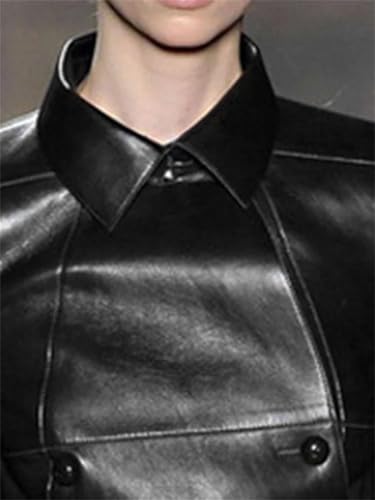 Women's Solid Color Long Sleeve Tie Double-Breasted Long Leather Trench Coat