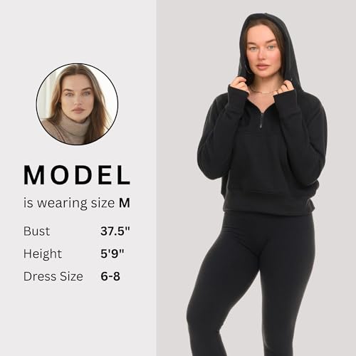 Womens Half Zip Hoodie - Fleece Cropped Sweatshirt for Women, Quarter Zip Up Pullover