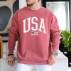 USA Flag Graphic Sweatshirt for 4th of July – Unisex Pullover for Women and Men, 80% Cotton, Perfect for Independence Day