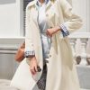 Womens Long Trench Coat Single Breasted Oversized Windproof Overcoat Fashion Outerwear