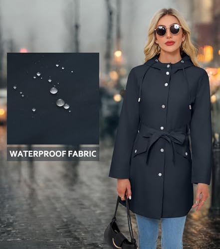 Women's Lightweight Anorak Utility Jacket Button Down Spring Waterproof Coat Fall Casual Hoodies