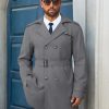 Men's Trench Coat Double Breasted Notched Lapel Long Jacket Belted Windbreaker Casual Slim Fit Overcoat