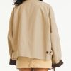 Womens Contrast Collar Jacket Casual Button Down Long Sleeves Crop Trench Coat Outerwear with Pockets