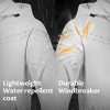 Men's Packable Waterproof Running Rain Coats Reflective Cycling Jacket Windbreaker With Removable Hood