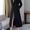Women's Chic Shawl Collar Work Double Breasted Maxi Long Wool Pea Coat