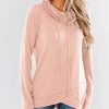 Womens Cowl Neck Tunic Tops Long Sleeve Pullovers Casual Drawstring Sweatshirts