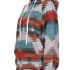 Women's Aztec Print Pattern Western Ethnic Half Zip Long Sleeve Pullover Hoodie Sweatshirt