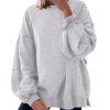 Women Oversized Long Sleeve Sweatshirts Crewneck Side Slit Loose Teen Girl Pullover Top 2025 Fall Y2K Trendy Outfits