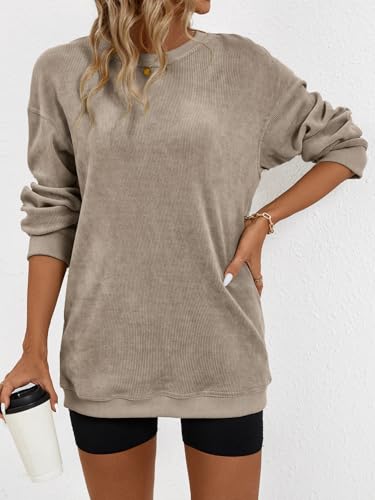 Women's Casual Corduroy Sweatshirts 2025 - Comfortable Long Sleeve Crewneck Pullovers for Fall and Winter