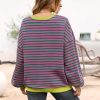 Women Oversized Striped Crewneck Sweatshirt Long Sleeve Color Block Pullover Tops Casual Loose Workout Shirt