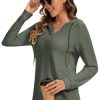 Hoodies for Women Waffle Knit V Neck Oversized Sweatshirt Button Down Drawstring Hooded Pullover Tops for Fall 2025