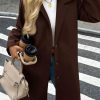 Womens Long Single Breasted Coats Lapel Collar Peacoat Fall Winter Casual Trench Coat Jacket Outwear