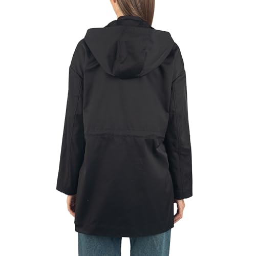 Lorie Womens Rain Jacket Removable Hood Long Rain Coat Trench Coat Windbreaker