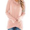 Womens Cowl Neck Tunic Tops Long Sleeve Pullovers Casual Drawstring Sweatshirts