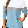 Womens Sweatshirts Cotton Crewneck Tops Long Sleeve Cute Lightweight Fall Winter Loose Casual Pullover with Pockets