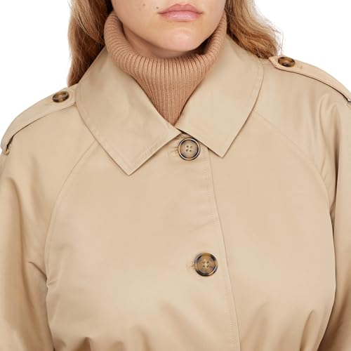 Women's Trench Coat - Waist Belted Button Up Long Raincoat for Ladies (Sizes: S-XL)