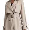 Women's Solid Double Breasted Long Trench Coat Raglan Sleeve Belted Lapel Overcoat