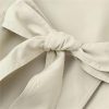 Women's Casual Lightweight Jacket Long Sleeve Lapel Lace Up Trench Coat Solid Color Trendy Outerwear