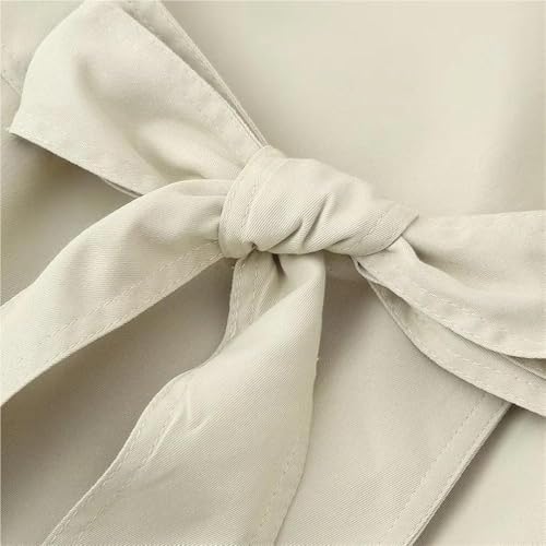 Women's Casual Lightweight Jacket Long Sleeve Lapel Lace Up Trench Coat Solid Color Trendy Outerwear