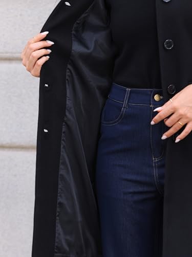 Winter Coat for Women Stand Collar Single Breasted Pea Coat Mid-Long Outwear with Pocket