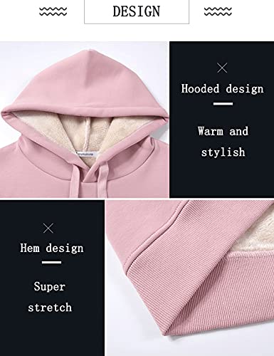 Women's Casual Winter Warm Fleece Sherpa Lined Hooded Sweatshirt Thick Pullover Plus with Pockets