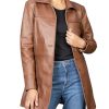 Casual Car Coat Lambskin Leather Jacket Women – ¾ Length Blazer Overcoat Style Leather Long Coat Women