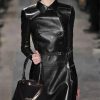 Women's Solid Color Long Sleeve Tie Double-Breasted Long Leather Trench Coat