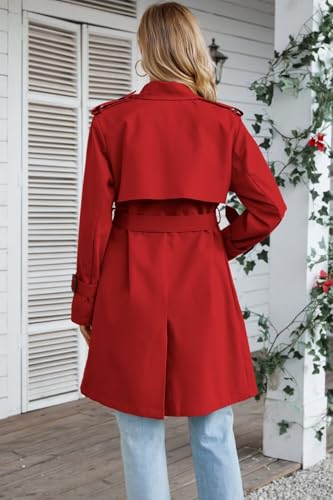 Women's Waterproof Trench Coat Double Breasted Lapel Rain Coats for Women With Belt