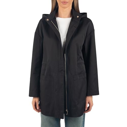 Lorie Womens Rain Jacket Removable Hood Long Rain Coat Trench Coat Windbreaker