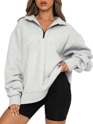 Womens Oversized Sweatshirts Fall Sweaters Fashion Hoodies Half Zip Pullover Long Sleeve Shirts Clothes