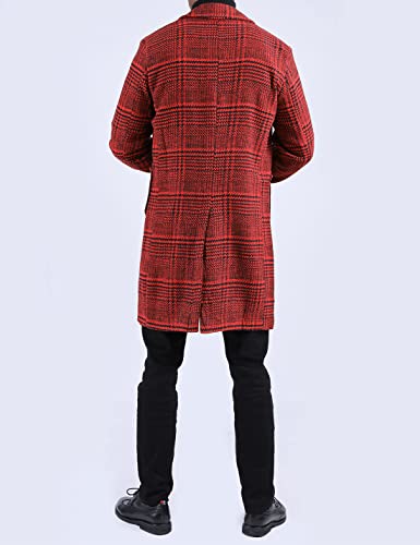 Men's Wool Blend Pea Coat Notched Collar Single Breasted Overcoat Warm Winter Trench Coat