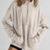 Women's Half Zip Sweatshirts Fleece Stand Collar Long Sleeve Thumb Hole Oversized Pullovers with Pockets