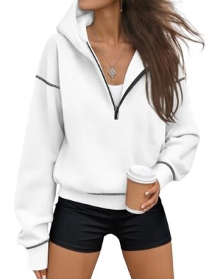 Half Zip Pullover Cropped Hoodies for Women Y2k Cute Sweatshirts Jackets Fall Fashion 2025 Outfits Clothing