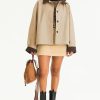 Womens Contrast Collar Jacket Casual Button Down Long Sleeves Crop Trench Coat Outerwear with Pockets
