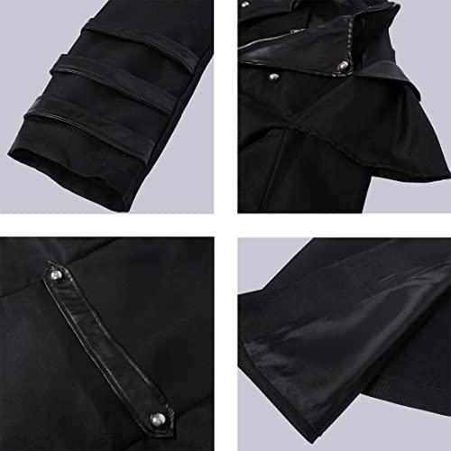 Medieval Costumes Steampunk Long Trench Coat Gothic Victorian Vintage Tailcoat Jacket Mens Double Breasted Zipper Coat