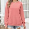 Womens Casual Crew Neck Sweatshirt with Pockets Loose Fit Soft Long Sleeve Lightweight Pullover Tops Fall Clothes