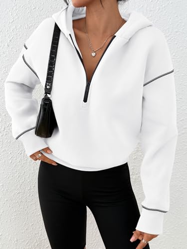 Half Zip Pullover Cropped Hoodies for Women Y2k Cute Sweatshirts Jackets Fall Fashion 2025 Outfits Clothing