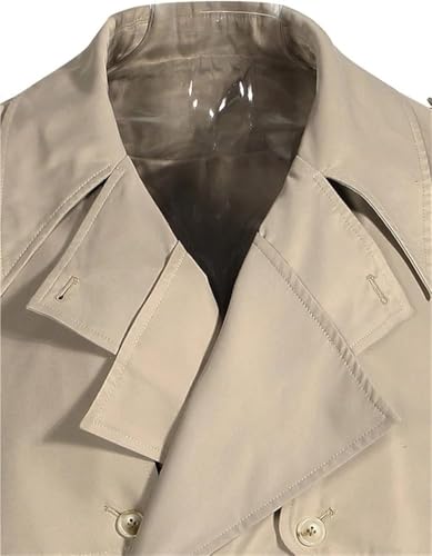 Women's Trench Coat Lapel Long Sleeve Lace Up Button Front Jacket Solid Color Fashion Chic Outerwear