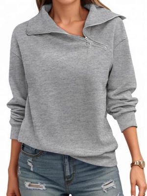 Womens Zipper Sweatshirt Turtleneck Long Sleeve Pullover Casual Loose Sweatshirts Top T Shirts