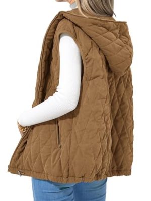 Women's 2025 Fall Spring Vest Casual Sleeveless Hooded Zip Up Jacket Trendy Winter Coat Outerwear