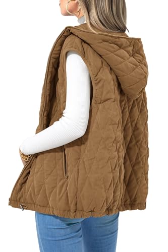 Women's 2025 Fall Spring Vest Casual Sleeveless Hooded Zip Up Jacket Trendy Winter Coat Outerwear