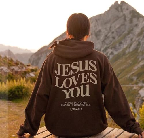 Jesus Loves You Hoodie Faith Over Fear hoodie Christian Bible Verse Religious Sweatshirt Pullover Faith Sweater