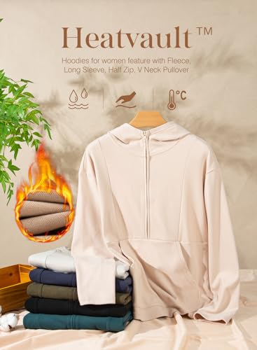 Hoodies for Women Soft Fleece Half Zip Up Hoodie Long Sleeve Casual Pullover Oversized Sweatshirt Hooded Tops