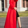 Women's Winter Red Charming Thick Wool Jacket Outwear Long Trench Coat Woolen Coat