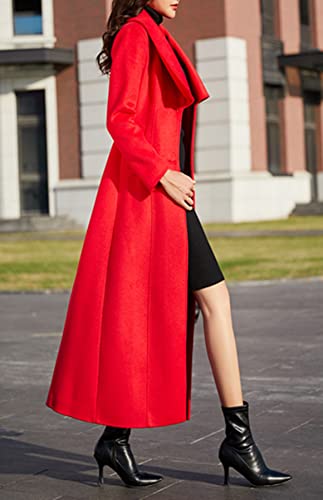 Women's Winter Red Charming Thick Wool Jacket Outwear Long Trench Coat Woolen Coat